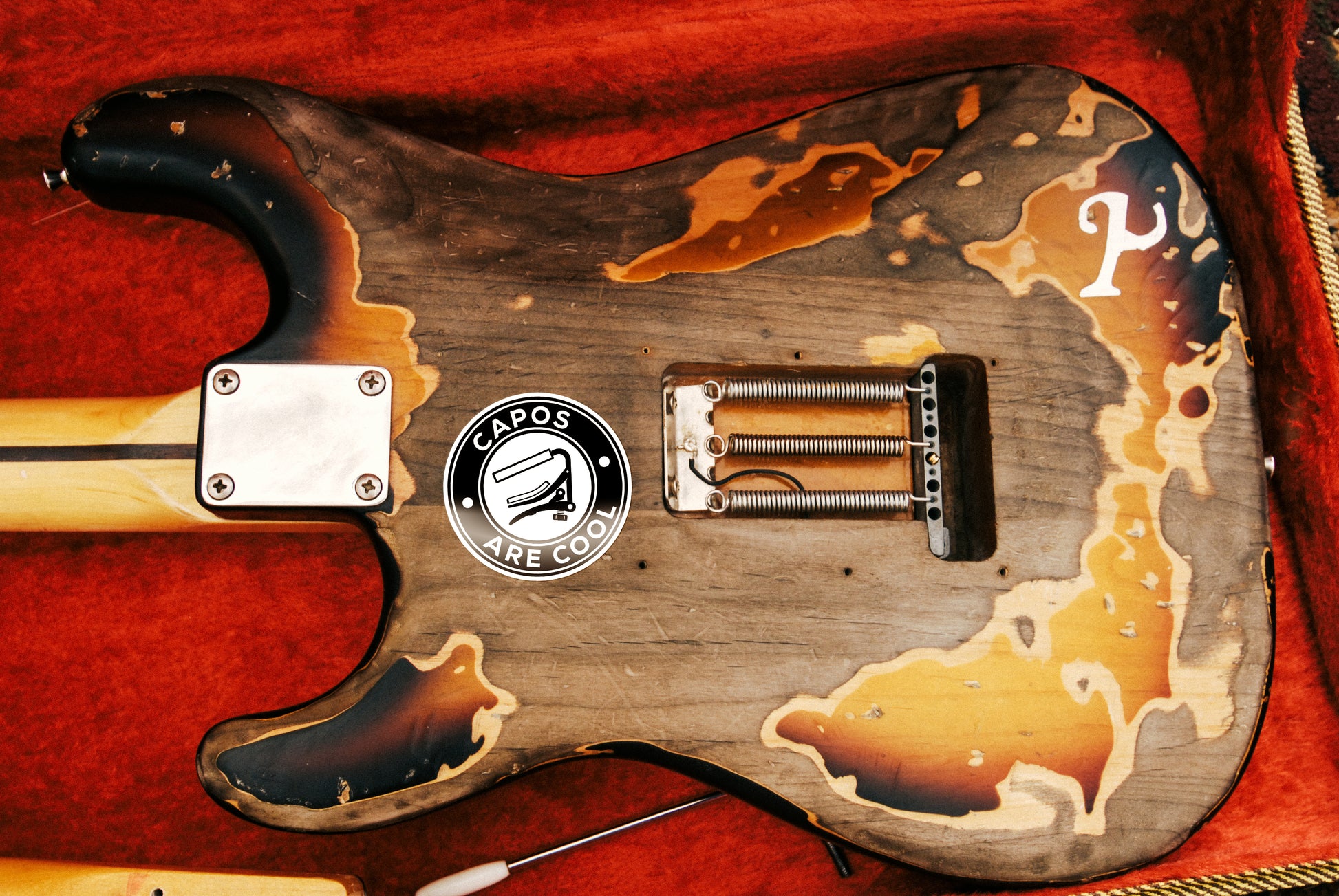 capos are cool decal on back of guitar